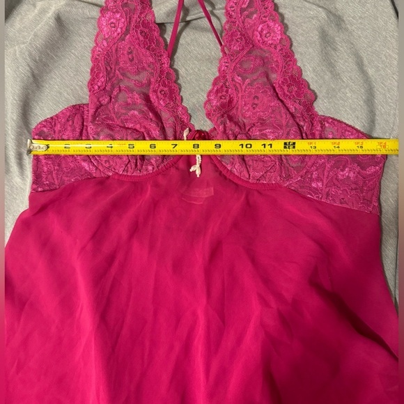 Seductive Wear By Cinema Etoile Night Gown Chemise Pink Lace Halter Slip Dress M - Picture 9 of 11